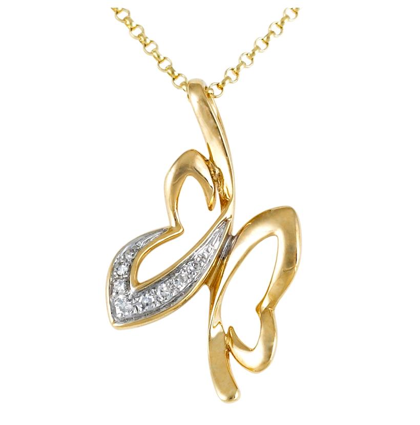 0.03 Ctw Diamond 14k Yellow Gold Round Shape Womens Diamond Necklace Pendant With 16 Inch Chain