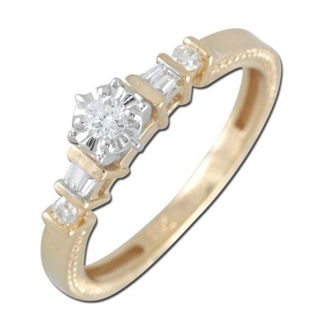 0.19 Ctw Diamond 14k Yellow Gold Tap Baguette Shape Wedding Engagement Ring