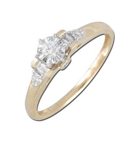 0.19 Ctw Diamond 14k Yellow Gold Baguette Shape Wedding Engagement Ring