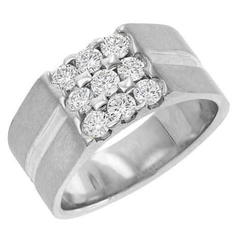 0.99 Ctw Diamond 14k White Gold Round Shape Womens Diamond Ring, Size 10