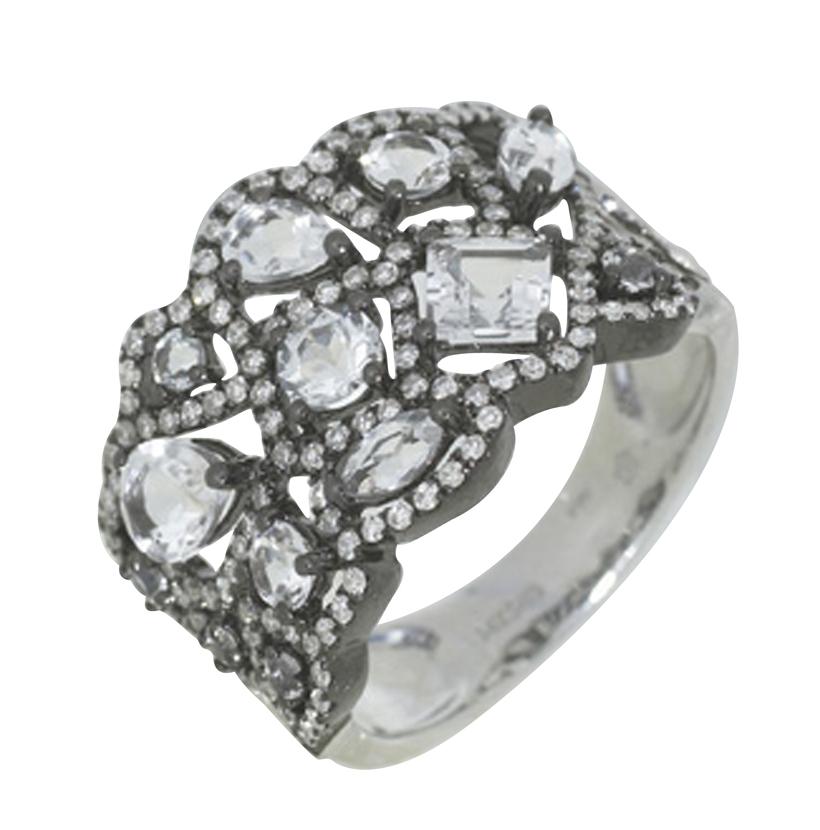 0.46 Ctw Diamond 14k White Gold Topaz Round Shape Womens Gemstone Ring
