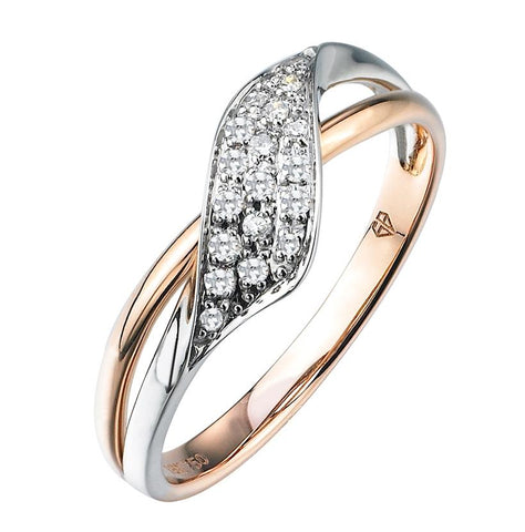 0.09 Ctw Diamond 14k Rose Gold Round Shape Womens Diamond Ring