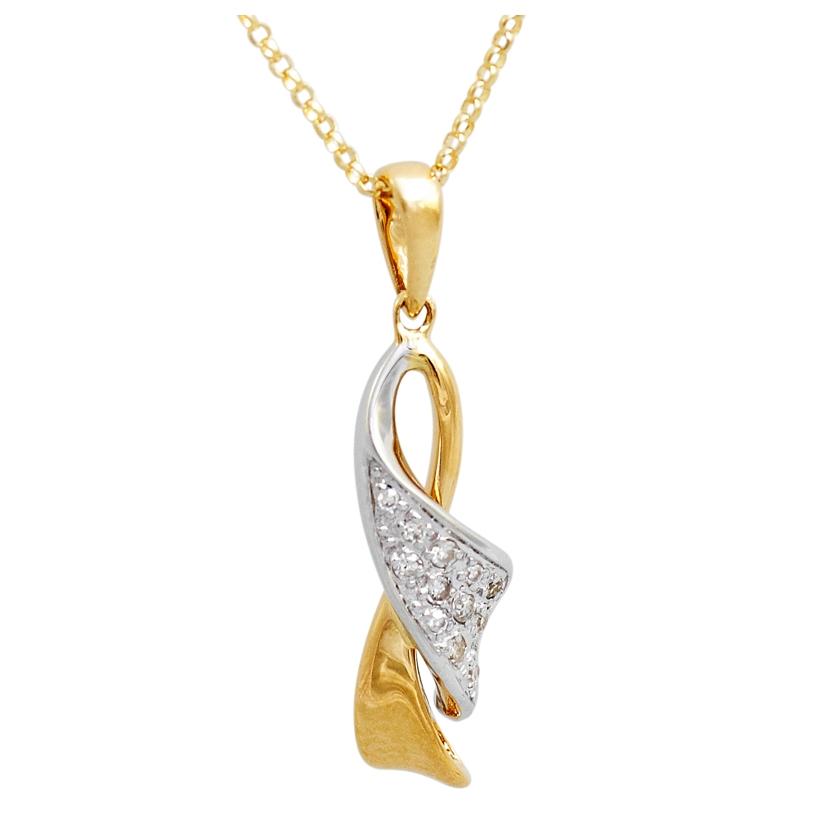 0.06 Ctw Diamond 14k Yellow Gold Round Shape Womens Diamond Necklace Pendant With 16 Inch Chain