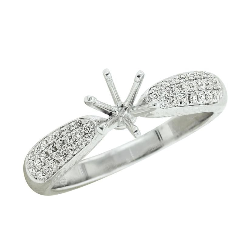 0.21 Ctw Diamond 14k White Gold Round Shape Wedding Engagement Ring