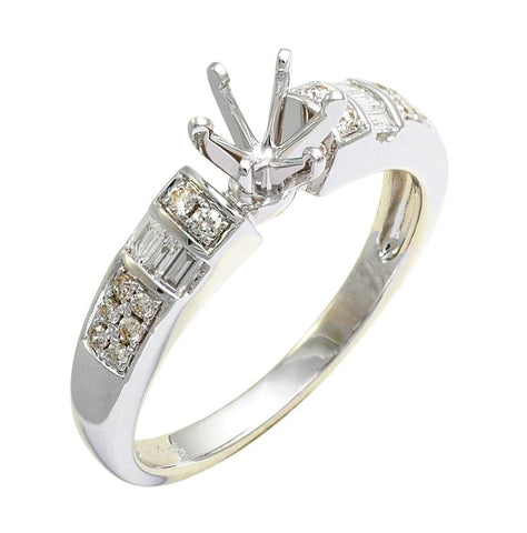 0.23 Ctw Diamond 14k White Gold Baguette Shape Wedding Engagement Ring