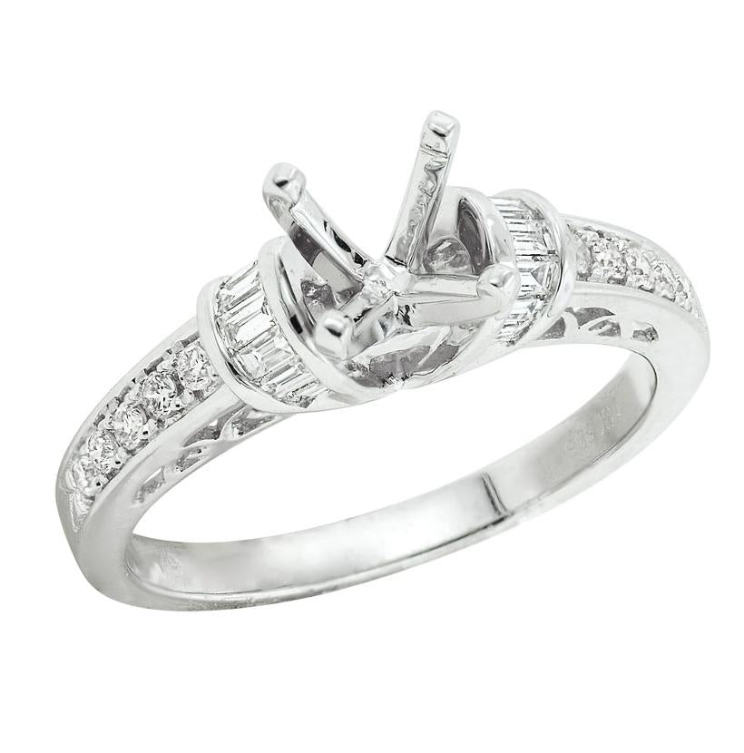 0.31 Ctw Diamond 14k White Gold Baguette Shape Wedding Engagement Ring