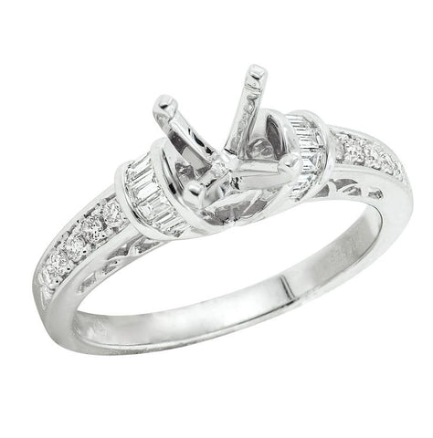 0.31 Ctw Diamond 14k White Gold Baguette Shape Wedding Engagement Ring