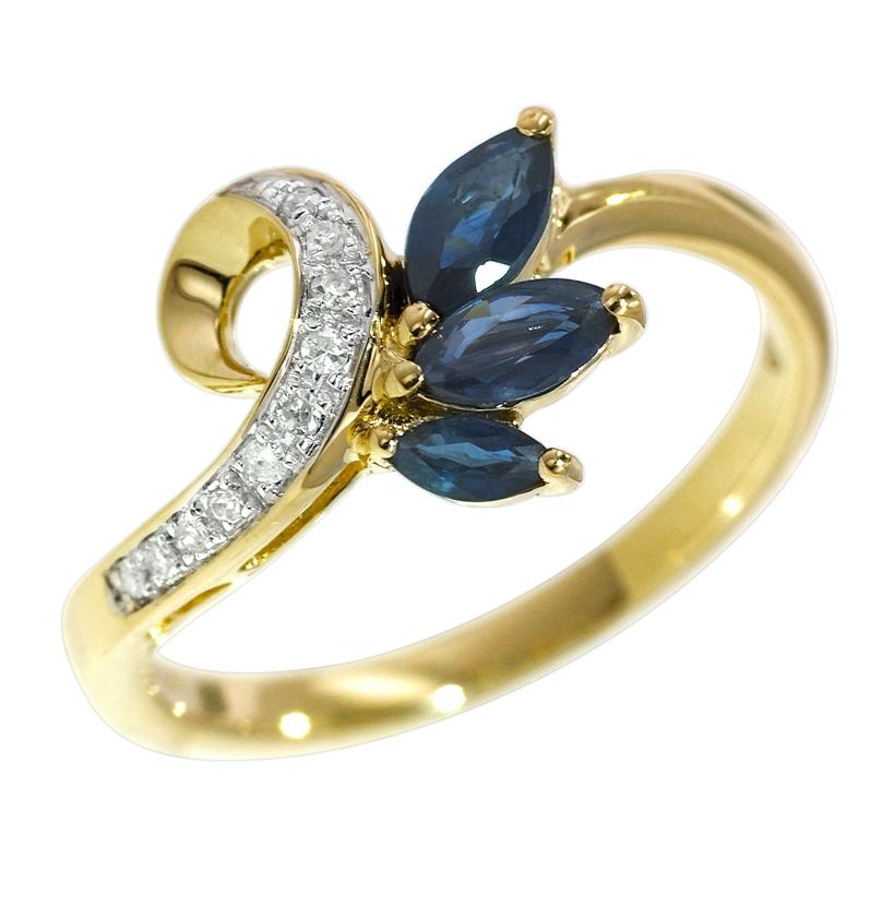 0.04 Ctw Diamond 14k Yellow Gold Sapphire Round Shape Womens Gemstone Ring