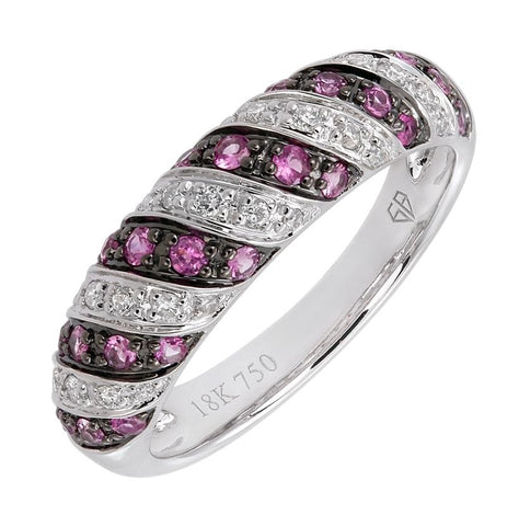 0.15 Ctw Diamond 14k White Gold Sapphire Round Shape Womens Gemstone Ring