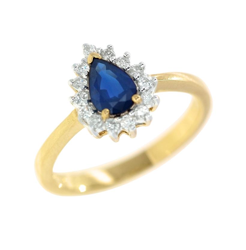 0.2 Ctw Diamond 14k Yellow Gold Sapphire Round Shape Womens Gemstone Ring