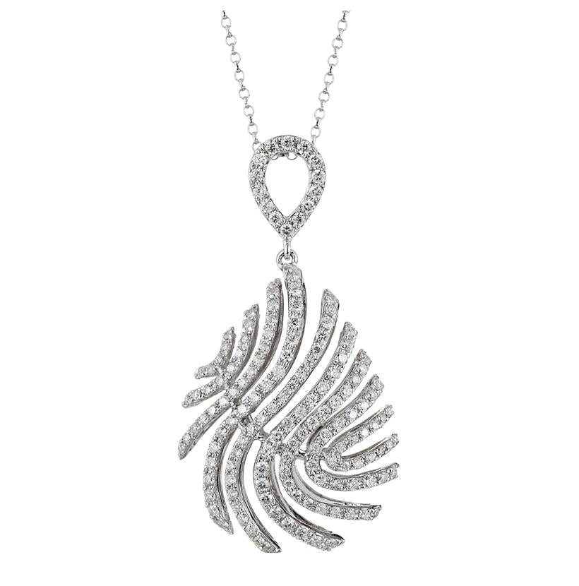 0.73 Ctw Diamond 14k White Gold Round Shape Womens Diamond Necklace Pendant With 16 Inch Chain