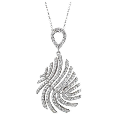 0.73 Ctw Diamond 14k White Gold Round Shape Womens Diamond Necklace Pendant With 16 Inch Chain