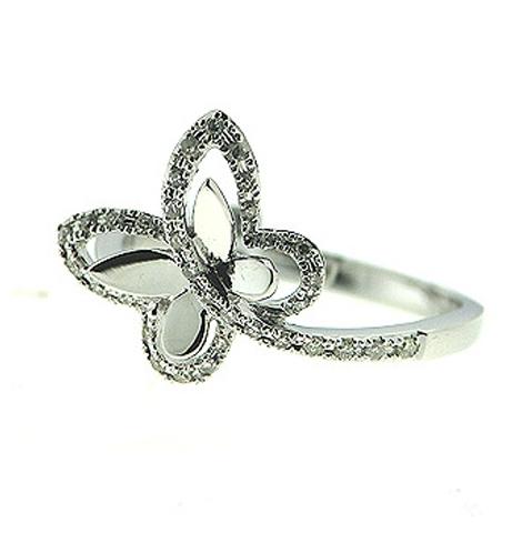 0.13 Ctw Diamond 14k White Gold Round Shape Womens Diamond Ring