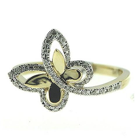 0.13 Ctw Diamond 14k Yellow Gold Round Shape Womens Diamond Ring