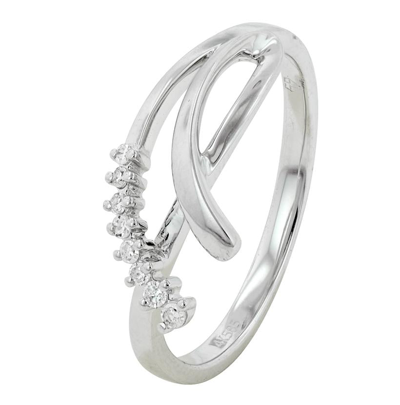 0.06 Ctw Diamond 14k White Gold Round Shape Womens Diamond Ring