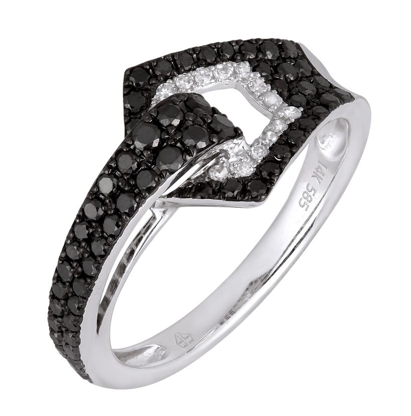 0.57 Ctw Diamond 14k White Gold Round Shape Womens Diamond Ring