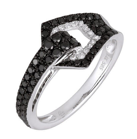 0.57 Ctw Diamond 14k White Gold Round Shape Womens Diamond Ring