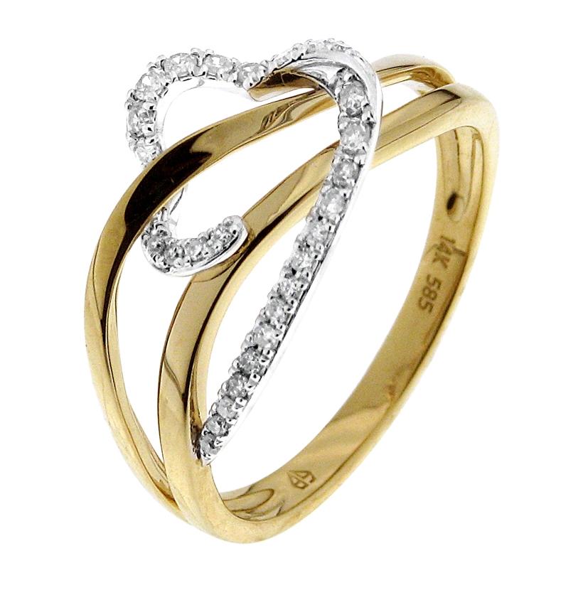 0.15 Ctw Diamond 14k Two Tone Gold Round Shape Womens Diamond Ring