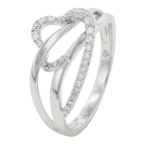 0.15 Ctw Diamond 14k White Gold Round Shape Womens Diamond Ring