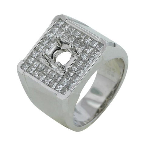 2.34 Ctw Diamond 18k White Gold Princess Shape Womens Diamond Ring