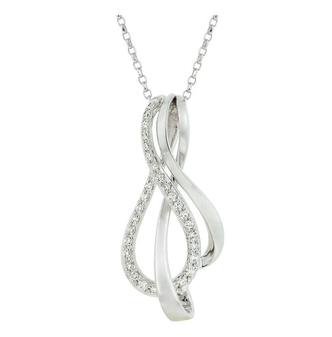 0.11 Ctw Diamond 14k White Gold Round Shape Womens Diamond Necklace Pendant With 16 Inch Chain