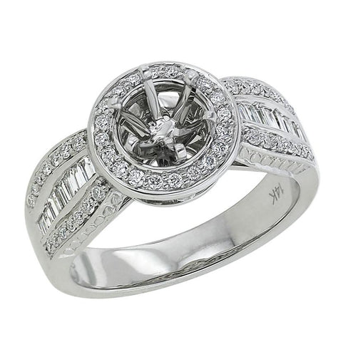 0.6 Ctw Diamond 14k White Gold Round Shape Wedding Engagement Ring