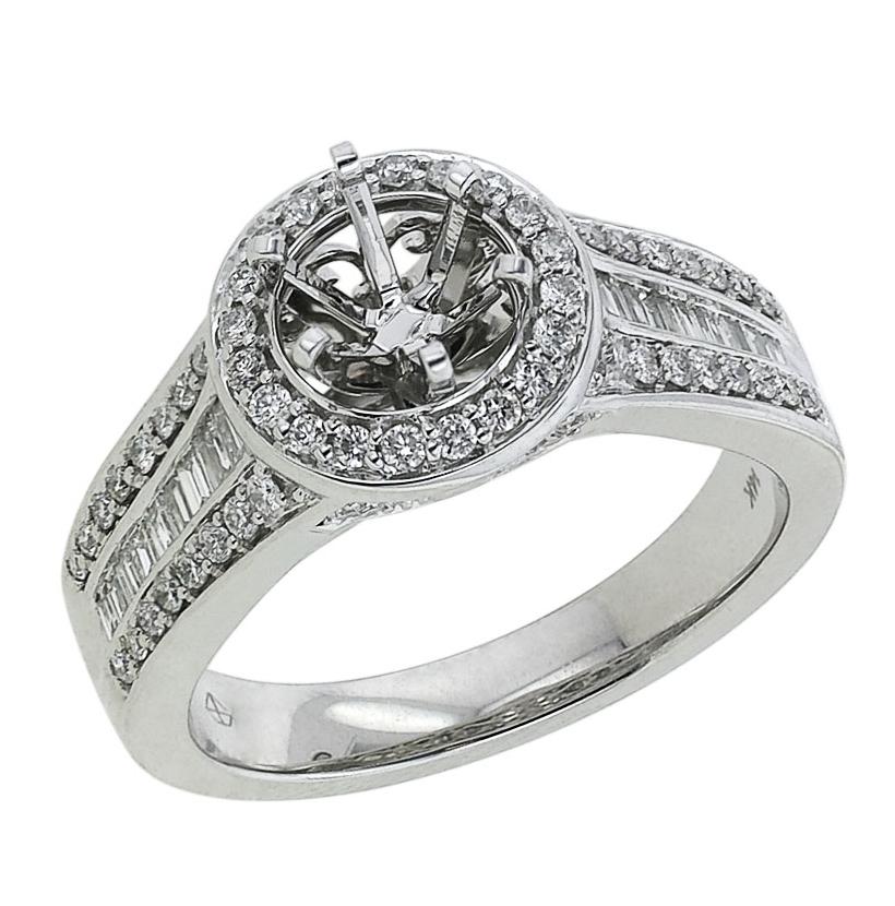 0.6 Ctw Diamond 14k White Gold Round Shape Wedding Engagement Ring