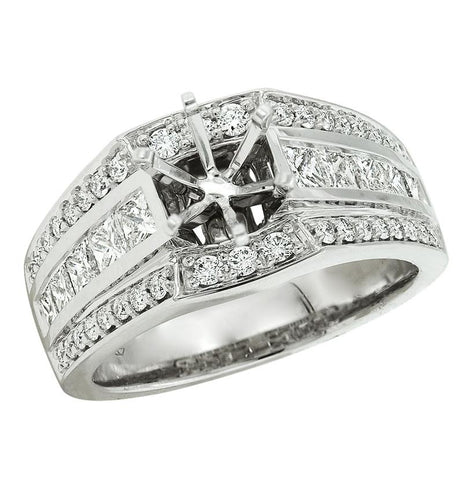 1.28 Ctw Diamond 14k White Gold Princess Shape Wedding Engagement Ring