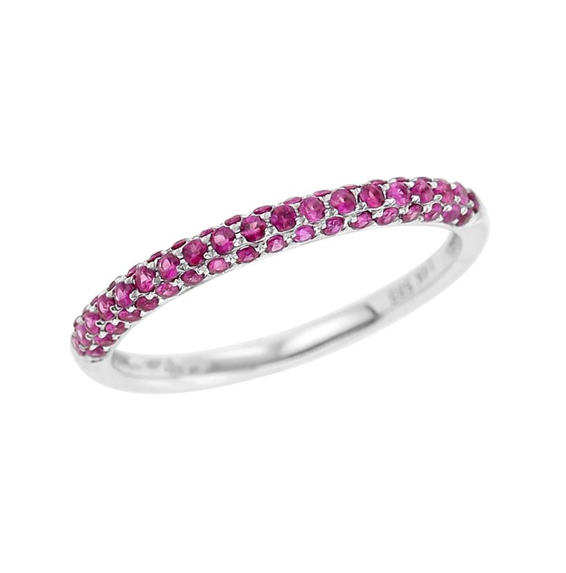 14k White Gold Ruby Round Shape Womens Gemstone Ring