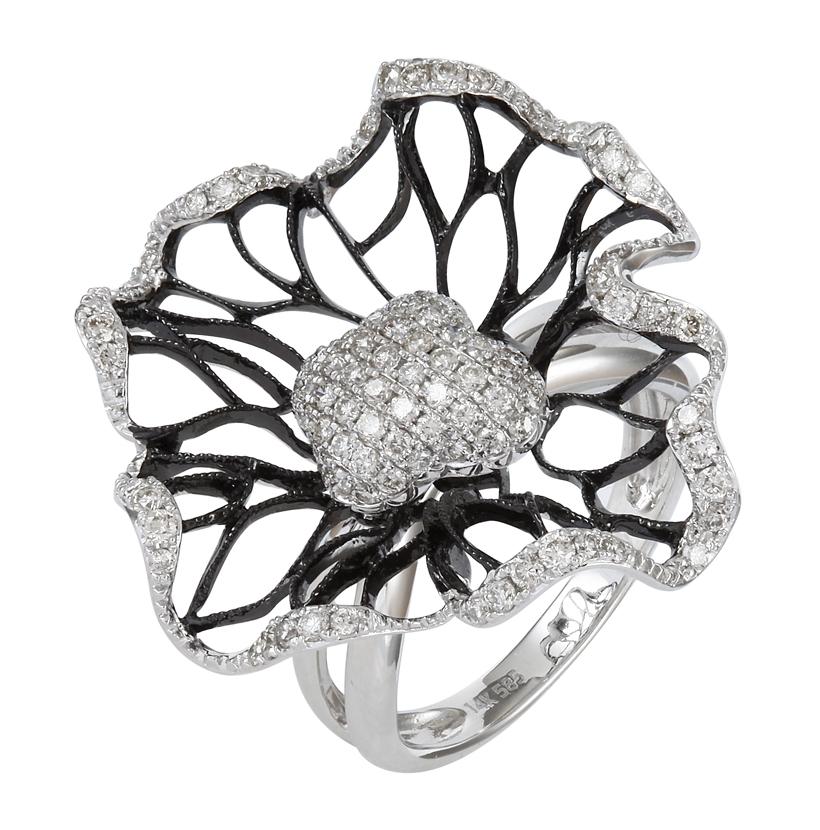 0.79 Ctw Diamond 14k White Gold Round Shape Womens Diamond Ring