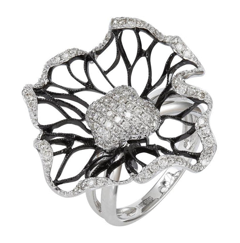0.79 Ctw Diamond 14k White Gold Round Shape Womens Diamond Ring