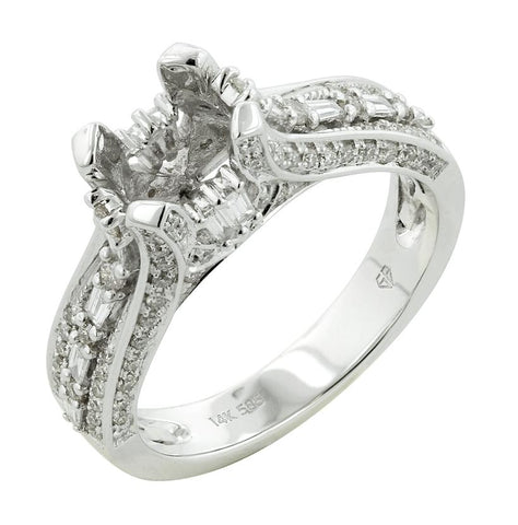 0.59 Ctw Diamond 14k White Gold Round Shape Wedding Engagement Ring