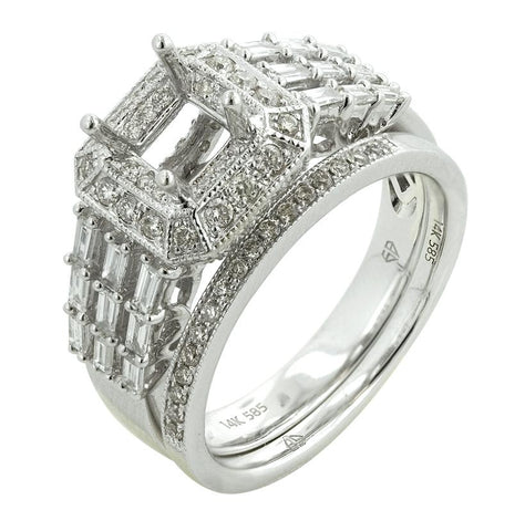 0.8 Ctw Diamond 14k White Gold Round Shape Wedding Engagement Ring