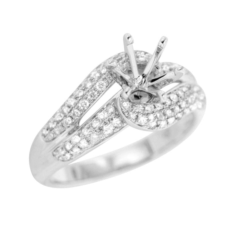 0.46 Ctw Diamond 14k White Gold Round Shape Wedding Engagement Ring