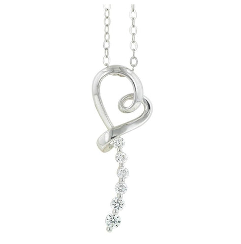 0.19 Ctw Diamond 18k White Gold Round Shape Womens Diamond Necklace Pendant With 16 Inch Chain