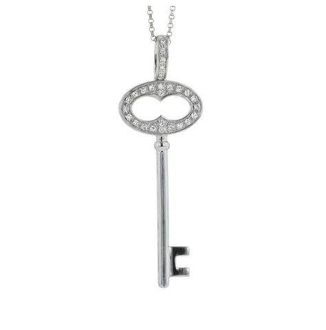 0.1 Ctw Diamond 14k White Gold Round Shape Womens Diamond Necklace Pendant With 16 Inch Chain