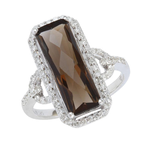 0.4 Ctw Diamond 14k White Gold Topaz Round Shape Womens Gemstone Ring