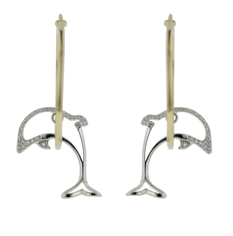 0.17 Ctw Diamond 14k Two Tone Gold Round Shape Womens Diamond Earrings