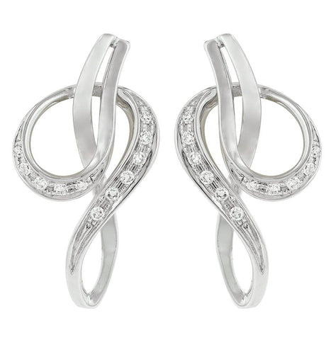 0.07 Ctw Diamond 14k White Gold Round Shape Womens Diamond Earrings