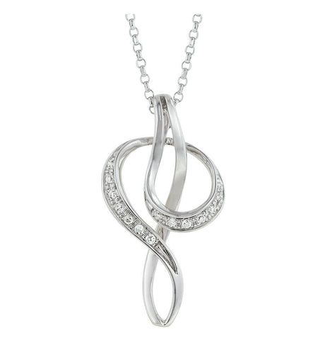 0.04 Ctw Diamond 14k White Gold Round Shape Womens Diamond Necklace Pendant With 16 Inch Chain