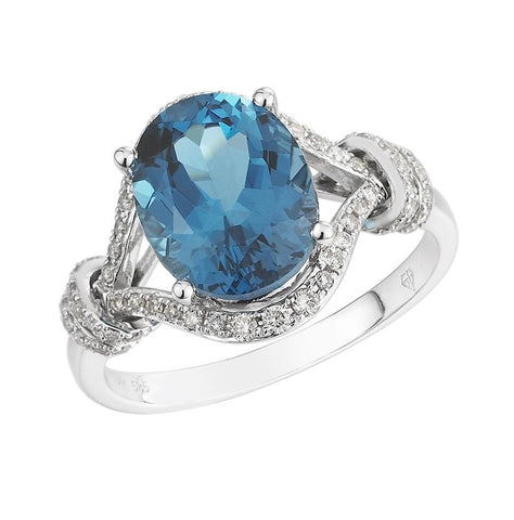 14k White Gold Womens Gemstone Ring