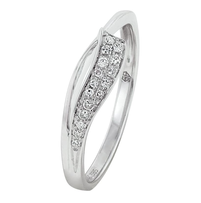 0.07 Ctw Diamond 14k White Gold Round Shape Womens Diamond Ring