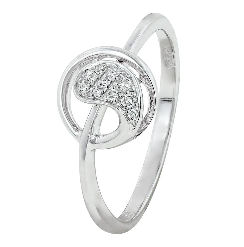 0.04 Ctw Diamond 14k White Gold Round Shape Womens Diamond Ring