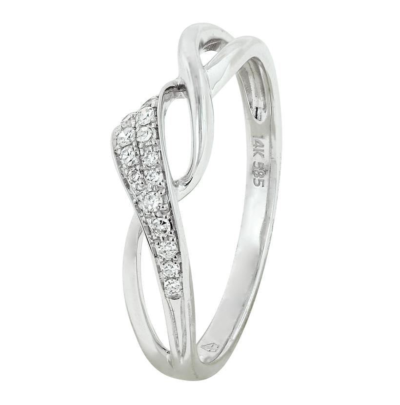 0.07 Ctw Diamond 14k White Gold Round Shape Womens Diamond Ring