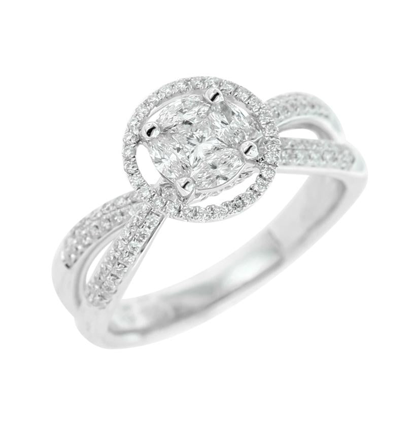 0.75 Ctw Diamond 14k White Gold Round Marquis Princess Shape Womens Diamond Ring