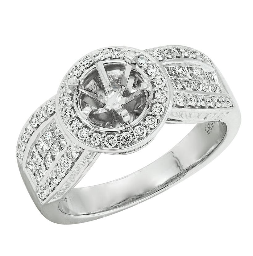 0.74 Ctw Diamond 14k White Gold Round Shape Wedding Engagement Ring