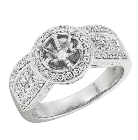 0.74 Ctw Diamond 14k White Gold Round Shape Wedding Engagement Ring