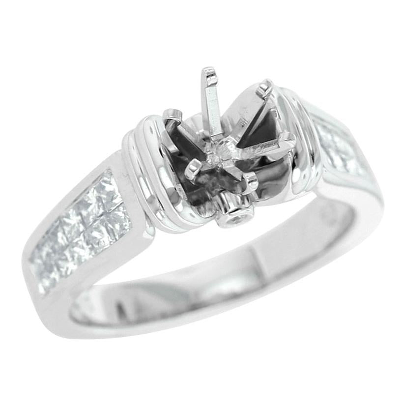 0.79 Ctw Diamond 14k White Gold Round Shape Wedding Engagement Ring