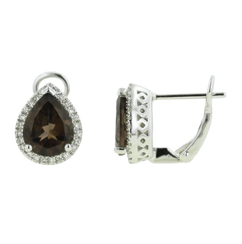 0.2 Ctw Diamond 14k White Gold Topaz Round Shape Womens Gemstone Earrings