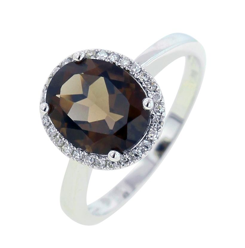 0.12 Ctw Diamond 14k White Gold Topaz Round Shape Womens Gemstone Ring